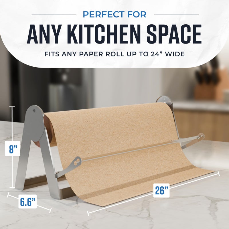 Bryco Goods - 24 Inches Roll Dispenser and Cutter Made of Heavy-Duty Steel Frame & Sharp Blade. Wall Mountable & Tabletop. Ideal for Kraft, Freezer, Packing & Butcher Paper - Up to 1000ft Rolls - Image 3